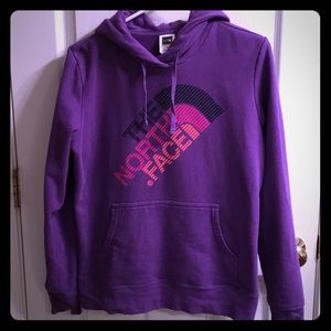 Purple North Face pullover hoodie.